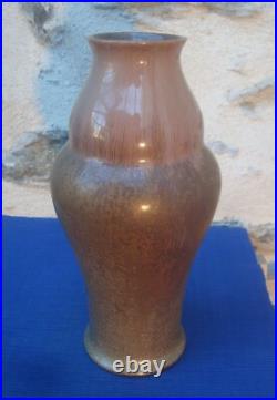 V69 Grand Vase Faïence Sarreguemines Cristallisation Art Déco Ogive V69 Grand Vase Faïence Sarreguemines Cristallisation Art Déco Ogive