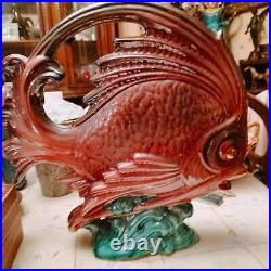 VALLAURIS Lampe ambiance céramique zoomorphe 42 cm luminaire vintage poisson