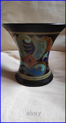 VASE 18,5 x 13,5cm Céramique Gouda Hollande Signé Numéroté Art Déco Parfait état