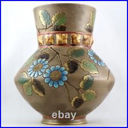 VASE ANCIEN Céramique SARREGUEMINES, Art Nouveau/Déco 1920, terre d'égypte