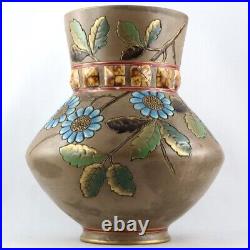 VASE ANCIEN Céramique SARREGUEMINES, Art Nouveau/Déco 1920, terre d'égypte