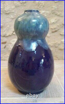 VASE ART DECO BLEU CERAMIQUE CAB Bordeaux ART EN GRES VERNISSÉ FELIX GETE