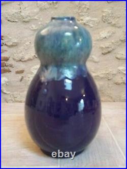 VASE ART DECO BLEU CERAMIQUE CAB Bordeaux ART EN GRES VERNISSÉ FELIX GETE