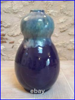 VASE ART DECO BLEU CERAMIQUE CAB Bordeaux ART EN GRES VERNISSÉ Félix Gète