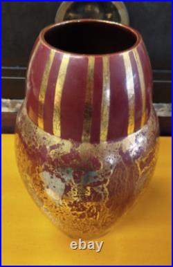 VASE CERAMIQUE Art Deco Dore Argente Rouge Sang Boeuf Fau & Guillard 49MAG 29/03 VASE CERAMIQUE Art Deco Dore Argente Rouge Sang Boeuf Fau & Guillard 49MAG 29/03