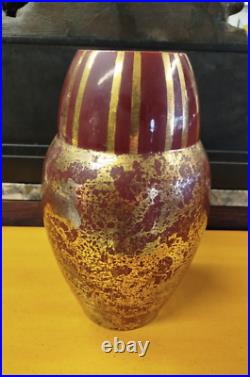 VASE CERAMIQUE Art Deco Dore Argente Rouge Sang Boeuf Fau & Guillard 49MAG 29/03 VASE CERAMIQUE Art Deco Dore Argente Rouge Sang Boeuf Fau & Guillard 49MAG 29/03