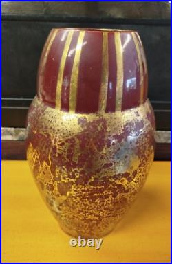 VASE CERAMIQUE Art Deco Dore Argente Rouge Sang Boeuf Fau & Guillard 49MAG 29/03 VASE CERAMIQUE Art Deco Dore Argente Rouge Sang Boeuf Fau & Guillard 49MAG 29/03