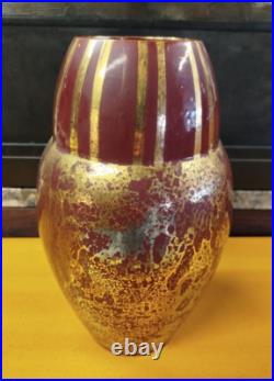 VASE CERAMIQUE Art Deco Dore Argente Rouge Sang Boeuf Fau & Guillard 49MAG 29/03 VASE CERAMIQUE Art Deco Dore Argente Rouge Sang Boeuf Fau & Guillard 49MAG 29/03