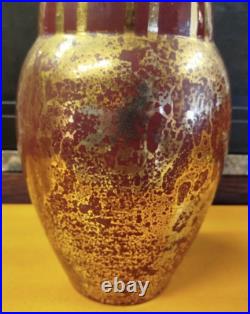 VASE CERAMIQUE Art Deco Dore Argente Rouge Sang Boeuf Fau & Guillard 49MAG 29/03 VASE CERAMIQUE Art Deco Dore Argente Rouge Sang Boeuf Fau & Guillard 49MAG 29/03