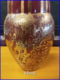 VASE CERAMIQUE Art Deco Dore Argente Rouge Sang Boeuf Fau & Guillard 49MAG 29/03 VASE CERAMIQUE Art Deco Dore Argente Rouge Sang Boeuf Fau & Guillard 49MAG 29/03