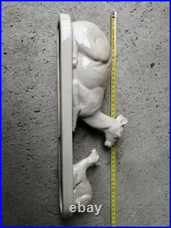VIT BICHE FAON en céramique craquelée ART DECO Signée L FONTINELLE sur terrasse