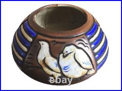 Vase ANDRÉ LEGRAND MOUGIN NANCY céramique Art Déco Nouveau moineaux coloniale XX