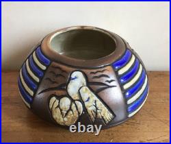 Vase ANDRÉ LEGRAND MOUGIN NANCY céramique Art Déco Nouveau moineaux coloniale XX