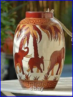 Vase ART DECO céramique. Les éléphants