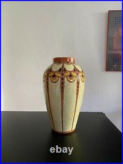 Vase Art Deco Boch La Louvière Keramis CharlesCatteau / Céramique Ancienne 35cm