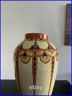 Vase Art Deco Boch La Louvière Keramis CharlesCatteau / Céramique Ancienne 35cm