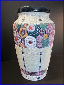Vase Art Deco Ceramique Amphora/fleurs Stylisees/non Catteau/old Ceramic Vase