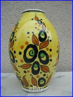 Vase Art Deco Ceramique Faience Belge Boch Freres Keramis 1930