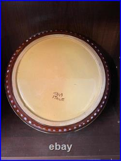 Vase Art Deco Ceramique Vernissee Decor Floral Forme Ronde Italie