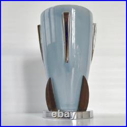 Vase Art Deco Vintage Scandinave 1920 Ceramique Palissandre Chrome 20s Retro
