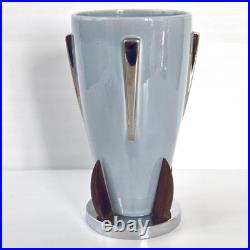 Vase Art Deco Vintage Scandinave 1920 Ceramique Palissandre Chrome 20s Retro