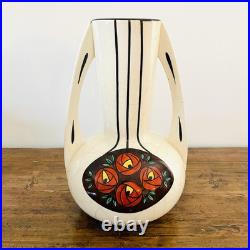 Vase Art Déco début 20e siècle Céramique craquelée à décor polychrome stylisé