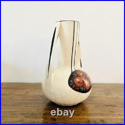 Vase Art Déco début 20e siècle Céramique craquelée à décor polychrome stylisé