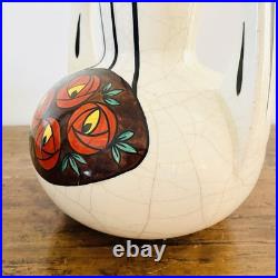 Vase Art Déco début 20e siècle Céramique craquelée à décor polychrome stylisé