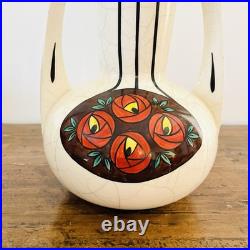 Vase Art Déco début 20e siècle Céramique craquelée à décor polychrome stylisé