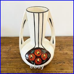 Vase Art Déco début 20e siècle Céramique craquelée à décor polychrome stylisé