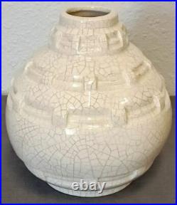 Vase Art Déco en Céramique Craquelée Louis Gueule Vierzon, Numéroté 510 Vase Art Déco en Céramique Craquelée Louis Gueule Vierzon, Numéroté 510