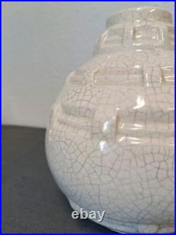 Vase Art Déco en Céramique Craquelée Louis Gueule Vierzon, Numéroté 510 Vase Art Déco en Céramique Craquelée Louis Gueule Vierzon, Numéroté 510