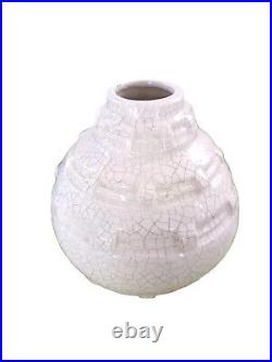 Vase Art Déco en Céramique Craquelée Motif Géométrique