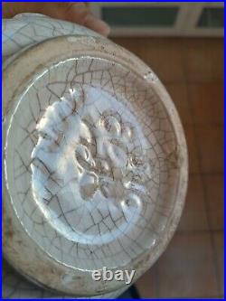 Vase Art Déco en Céramique Craquelée Motif Géométrique
