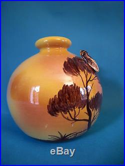 Vase Boule A La Cigale Art Deco En Céramique Sicard A Aubagne Années 30