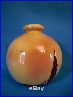 Vase Boule A La Cigale Art Deco En Céramique Sicard A Aubagne Années 30