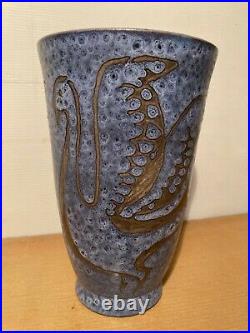 Vase CAB céramique Art de Bordeaux Bleu à Décor Animalier Déco 40 50 Primavera
