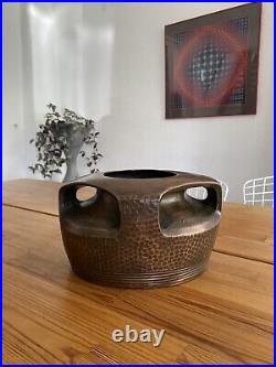 Vase Céramique Art Deco dlg Jean Dunant / Faïence Ancienne Imitation Cuivre TBE