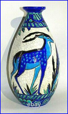 Vase Céramique Charles Catteau Keramis Decor Biches D943 Art Deco 1925 1930