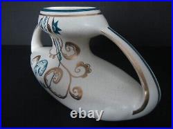 Vase Ceramique Craquelee Art Deco De Bruyn Fives Lille/old Ceramic Vase/fleurs