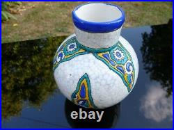 Vase Ceramique Craquelee Emaux Cloisonnes Art Deco Boch Freres Keramis No Gres