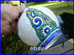 Vase Ceramique Craquelee Emaux Cloisonnes Art Deco Boch Freres Keramis No Gres