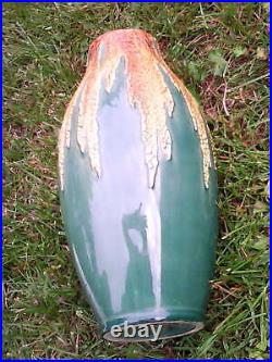 Vase Céramique Émail Crispé St Clément Art Déco. Forme Obus Polychrome. Rare. Ttbe