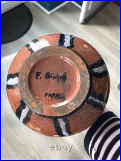 Vase Céramique Grés signé Francis Bischoff France Art déco