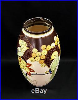 Vase Céramique Keramis Art Déco Perruche Oiseau Stylisé Catteau