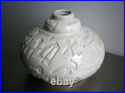 Vase Coloquinte Art Déco Céramique craquelé 1930 Elgé décor Stylisé Ancien