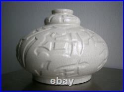 Vase Coloquinte Art Déco Céramique craquelé 1930 Elgé décor Stylisé Ancien