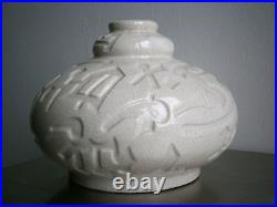 Vase Coloquinte Art Déco Céramique craquelé 1930 Elgé décor Stylisé Ancien