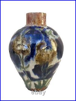 Vase En Céramique À Décor Floral Art Déco Signé R. M. 1914