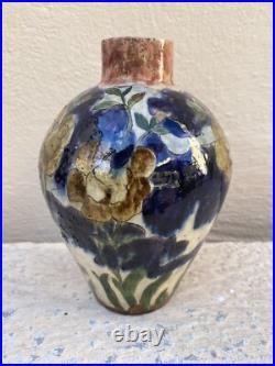 Vase En Céramique À Décor Floral Art Déco Signé R. M. 1914